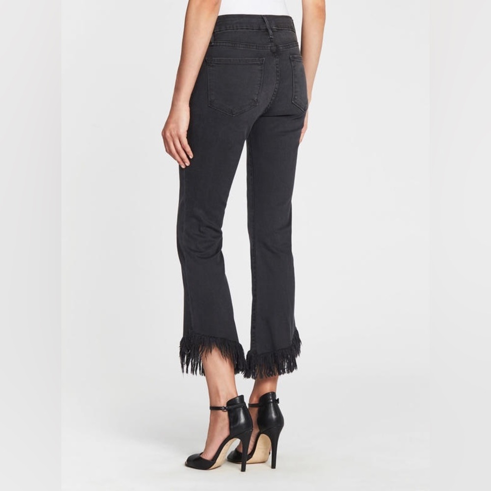 FRAME Le High Straight Crop Frayed Hem Jeans Dark Wash Size 26 - Picture 7 of 16